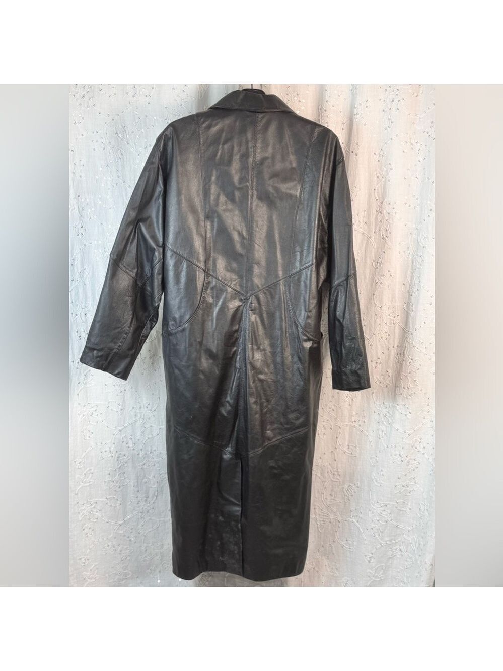 Vintage Early 90s Genuine Leather Trench Coat Oversized Fit Size M-XL - Picture 3 of 6
